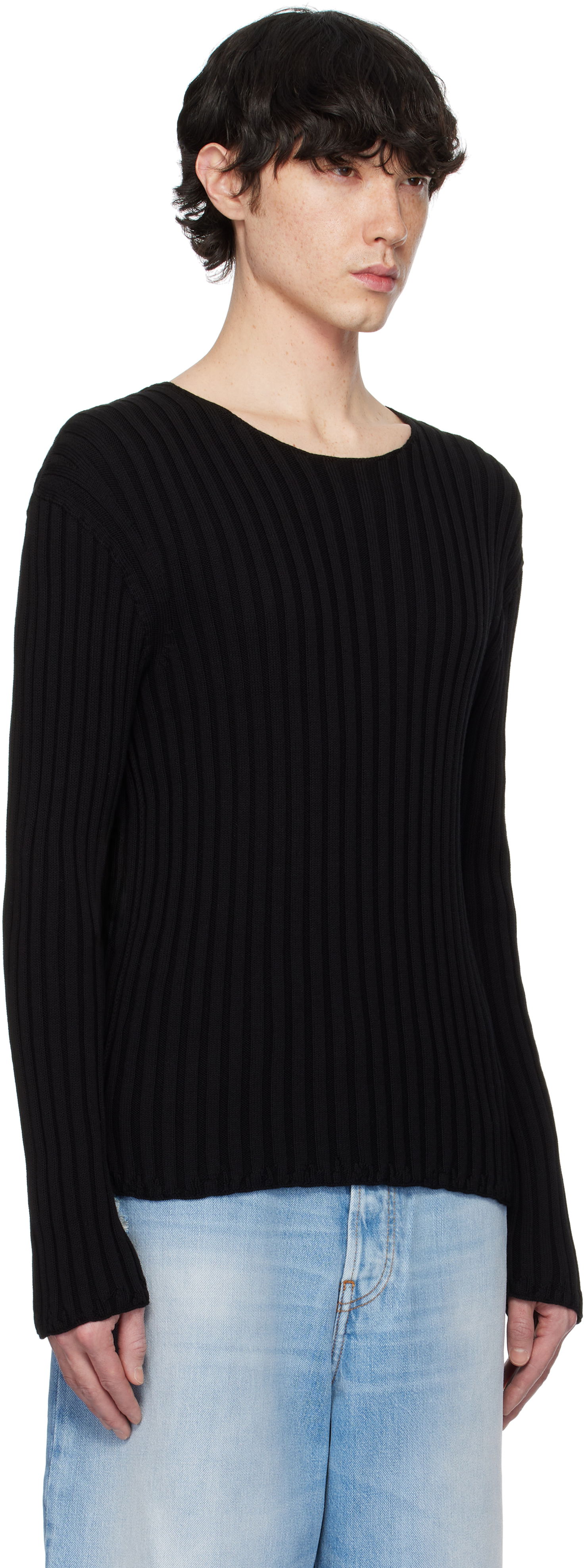 Sveter Acne Studios Acne Studios Ribbed Sweater Čierna | C60098-, 1
