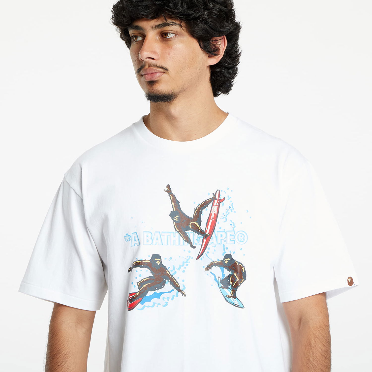 Tričko BAPE A BATHING APE Surfing Apes Tee White Biela | 001TEK701002F WHT, 1