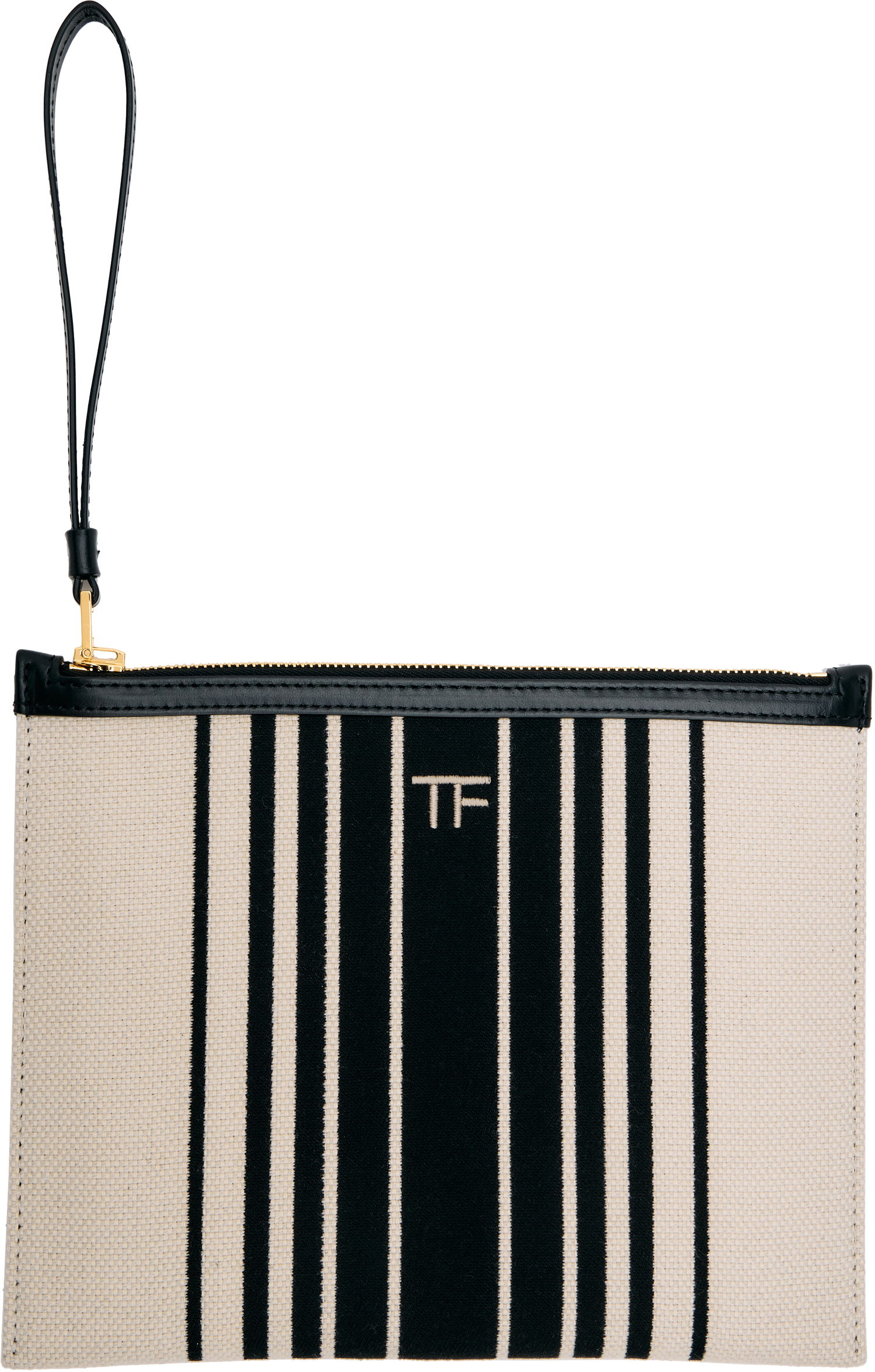 Peňaženka Tom Ford TOM FORD Striped Canvas Wristlet Pouch Béžová | S0522-TCN056G, 0