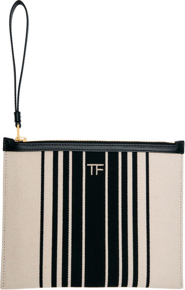 Peňaženka Tom Ford TOM FORD Striped Canvas Wristlet Pouch Béžová | S0522-TCN056G, 0