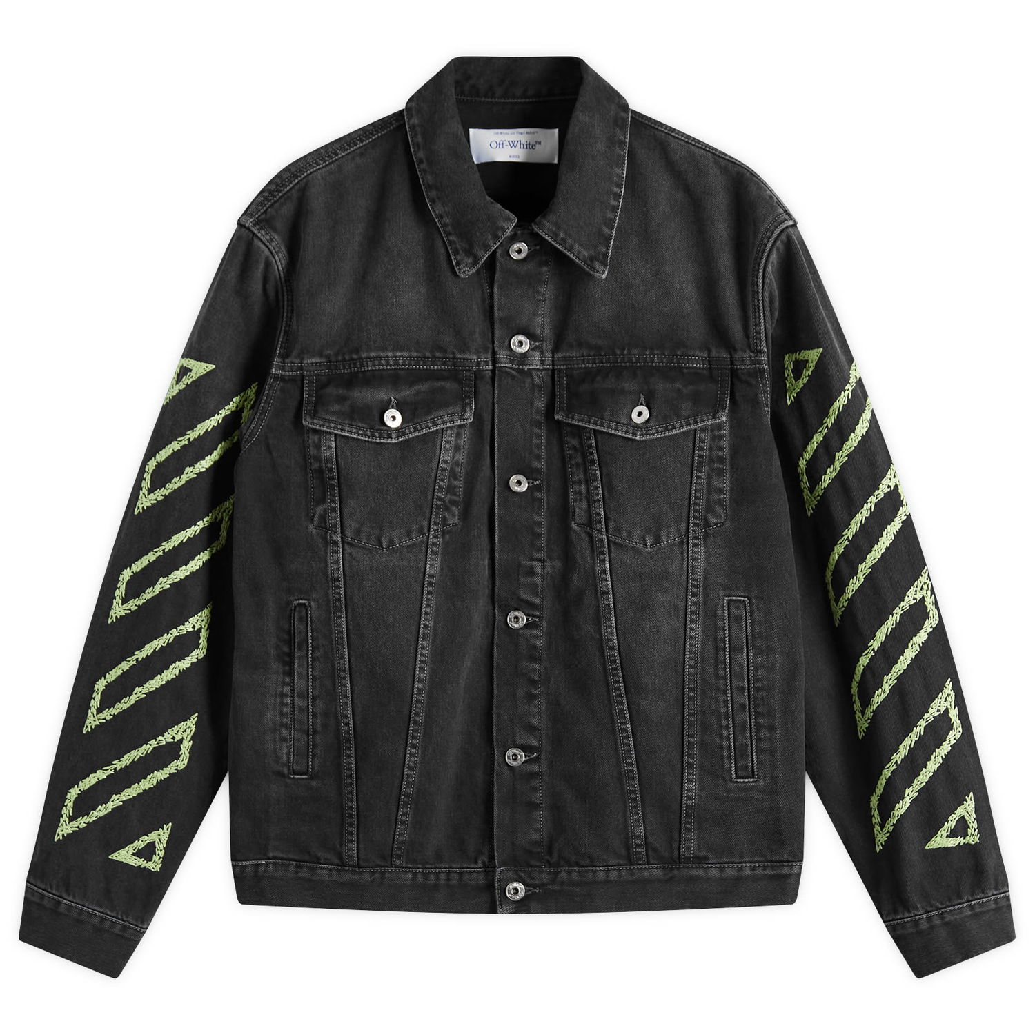 Bunda Off-White Off-White Diagonal Outline Denim Jacket, Size Large Čierna | OMYE09BS25DEN0041350, 1