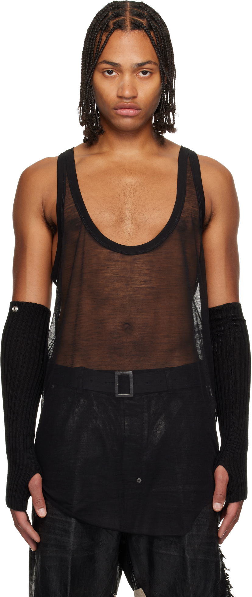 Tielko Rick Owens Concordians Pony Sheer Deep Scoop-Neck Tank Top Čierna | RR02E1101 JWR