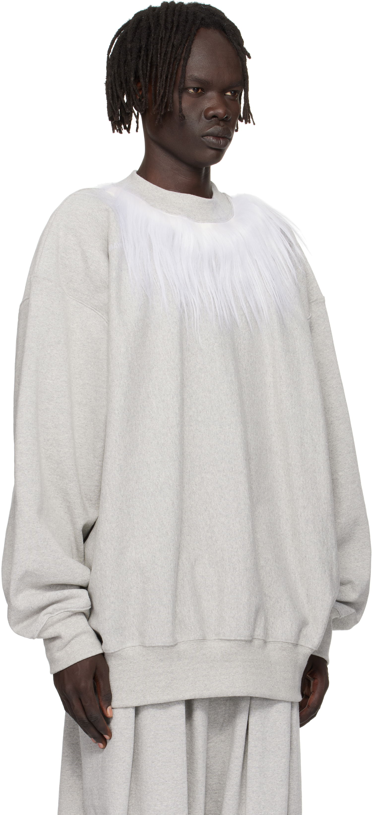 Mikina HED MAYNER Hed Mayner Fur Trim Sweatshirt Šedá | HMMB72006P-HB211, 1