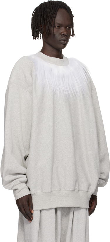 Mikina HED MAYNER Hed Mayner Fur Trim Sweatshirt Šedá | HMMB72006P-HB211, 1