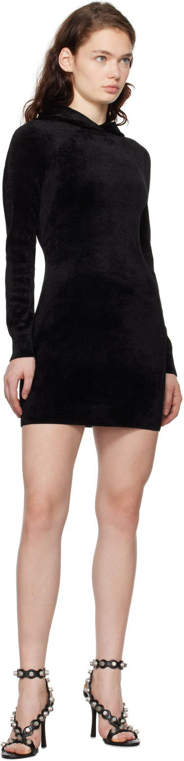 Šaty Alexander Wang Alexander Wang.t Embossed Logo Hoodie Minidress Čierna | 4KC4243014, 3