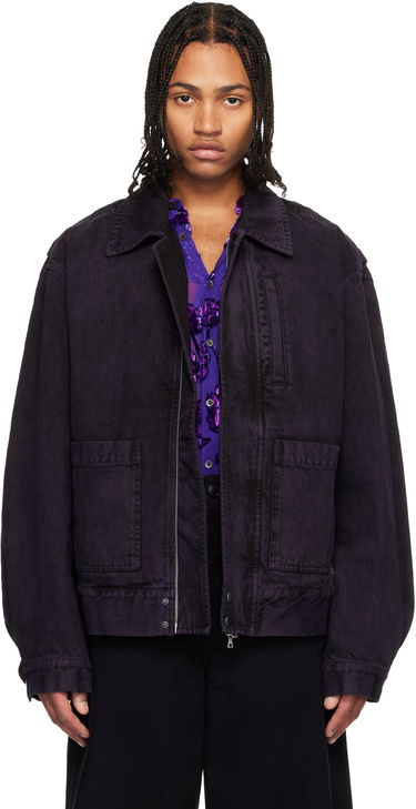 Bunda Dries Van Noten Dries Van Noten Patch Pocket Denim Jacket Fialová | 252-020578-2391, 0