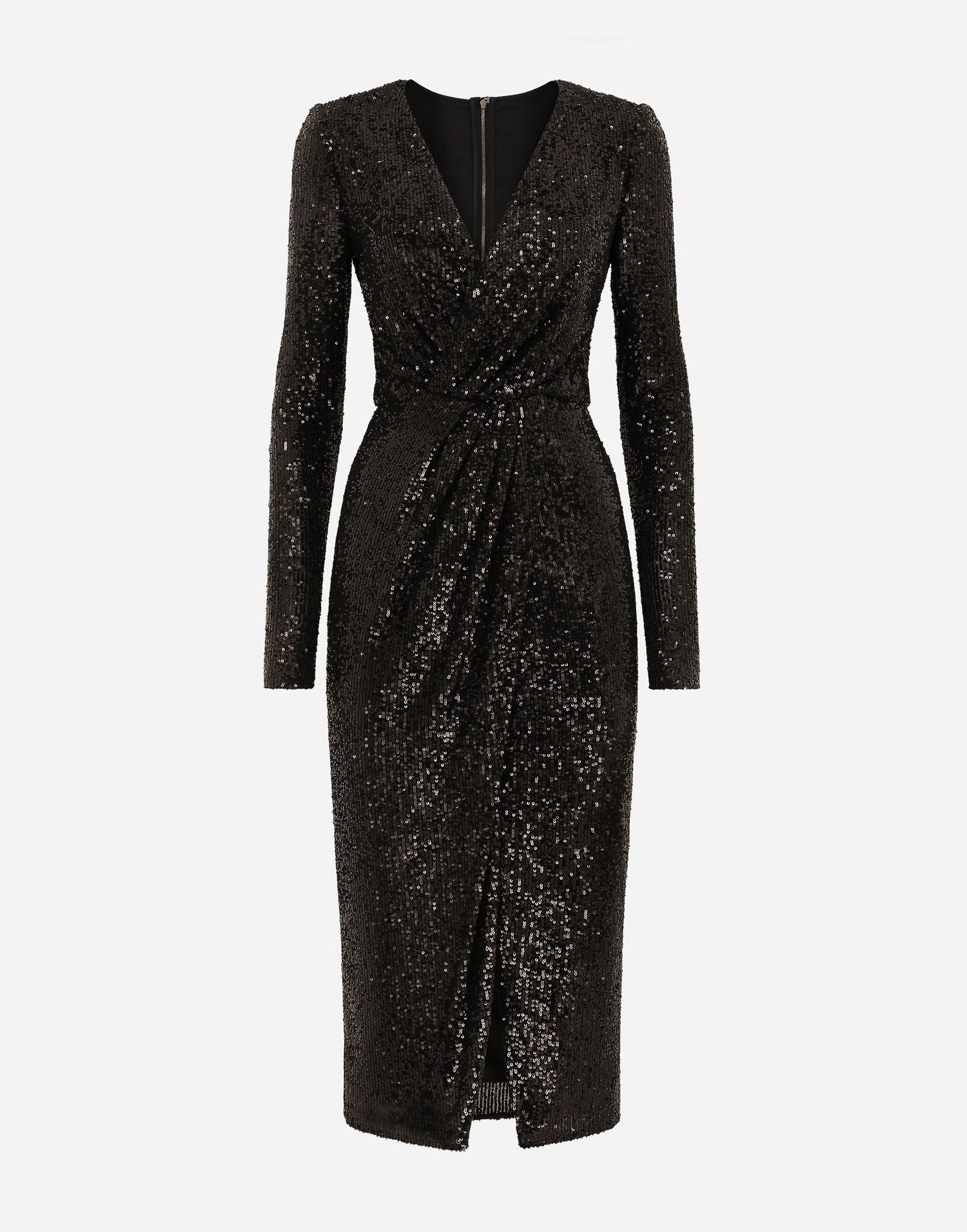 Šaty Dolce & Gabbana Sequin Calf-Length Dress Čierna | F6DHFTFLUBWN0000, 0