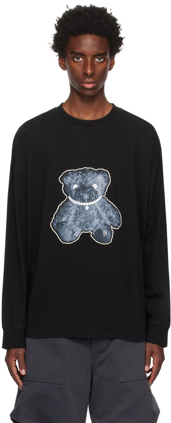 Tričko We11done We11done Glow-In-The-Dark Bear Long Sleeve T-Shirt Čierna | WD-TT9-20-116-U-BK, 0