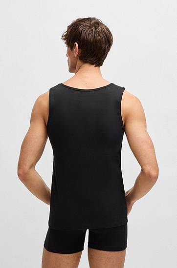 Tielko BOSS BOSS Cotton Tank Top with Embroidered Logo Čierna | 50542132, 1