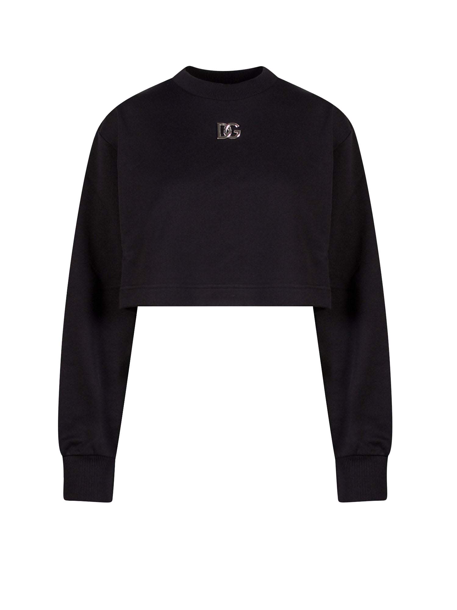 Mikina Dolce & Gabbana Crop Fit Cotton DG Patch Sweatshirt Black Čierna | F9N80ZFU7DU#N0000, 0