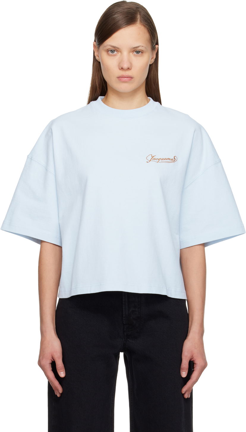Crop Top Jacquemus 'The Corto' Cropped Relaxed-Fit T-shirt Modrá | 25ETSW00216AJ00045