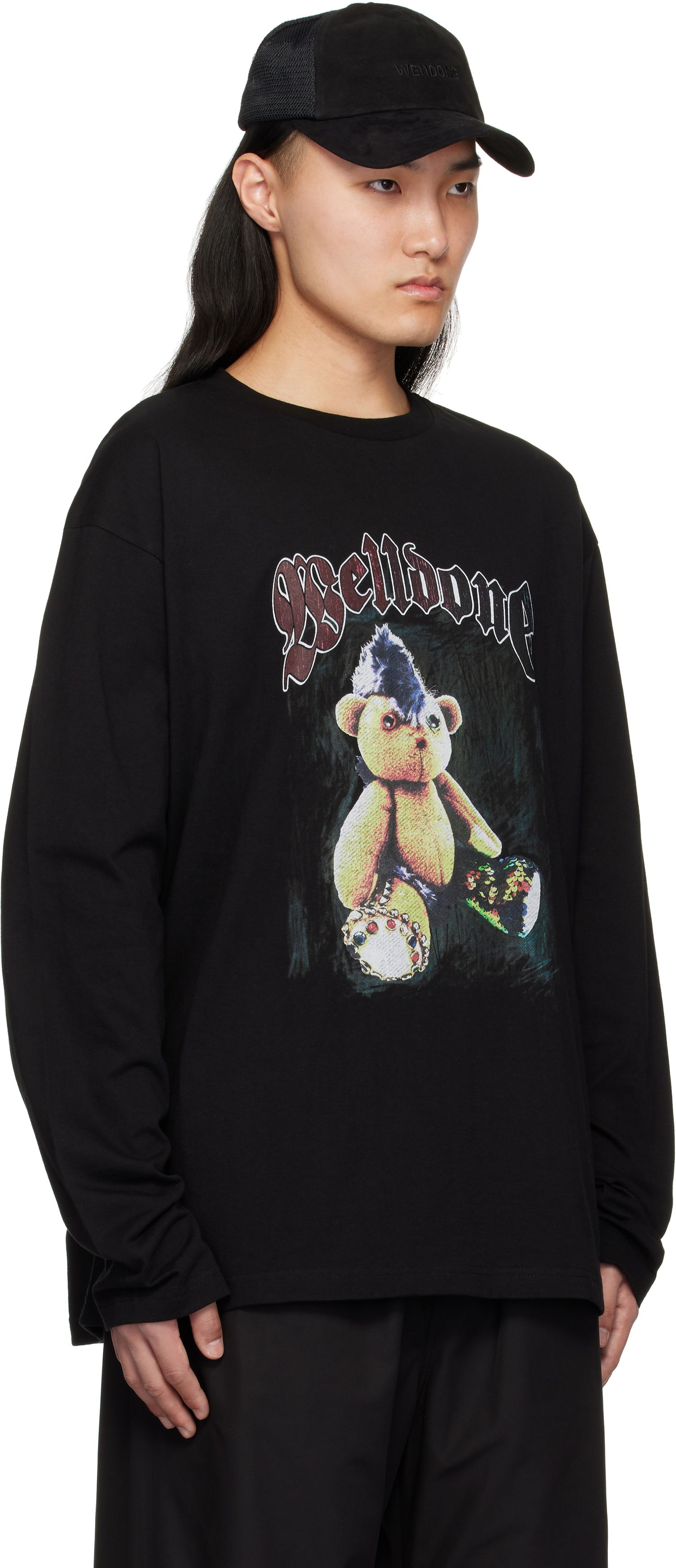 Tričko We11done We11done Punk Teddy Graphic Long Sleeve T-Shirt Čierna | WD-TT0-25-748-U-BK, 1