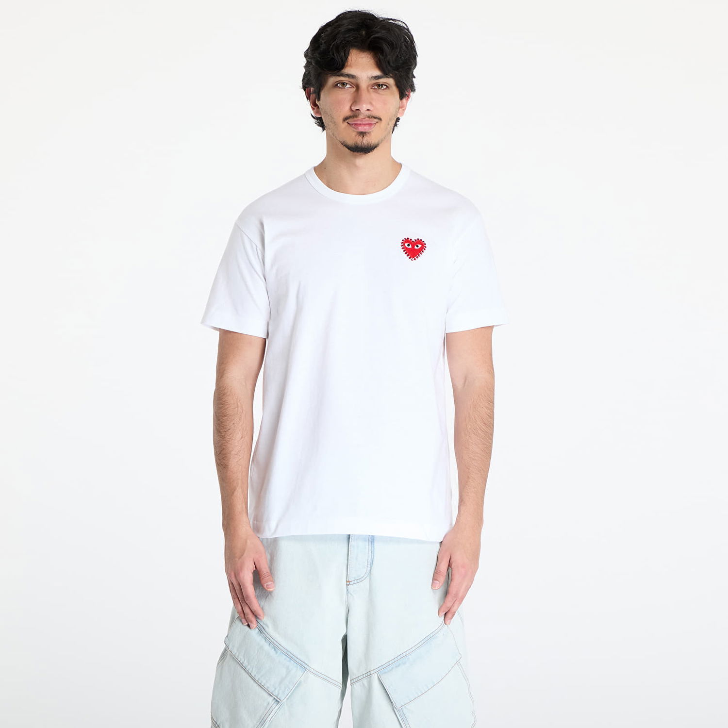 Tričko Comme des Garçons Comme des Garçons PLAY Emblem Rhinestone T-Shirt Biela | AX-T801 WHITExRED, 0