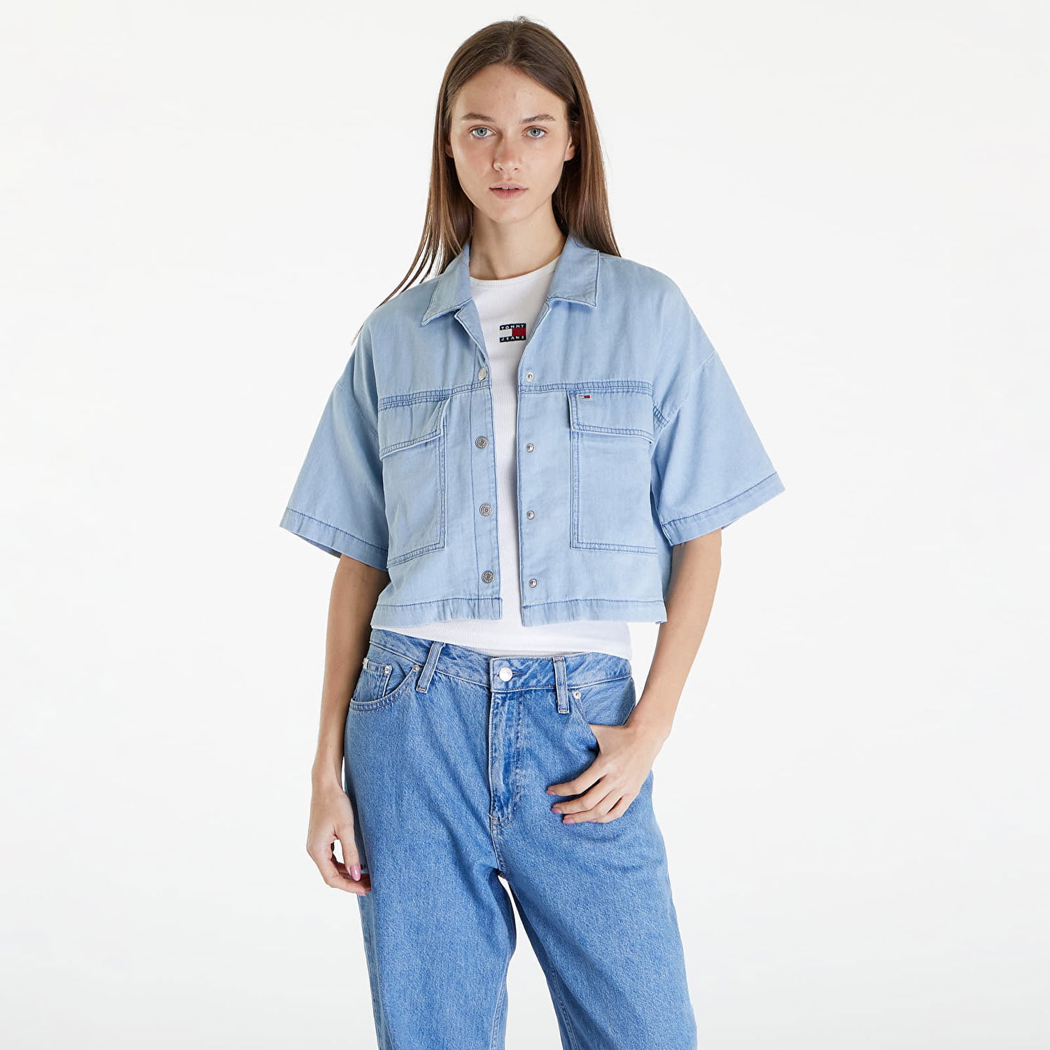 Košeľa Tommy Hilfiger Chambray Blouse Denim Medium Modrá | DW0DW17801 1A5, 0