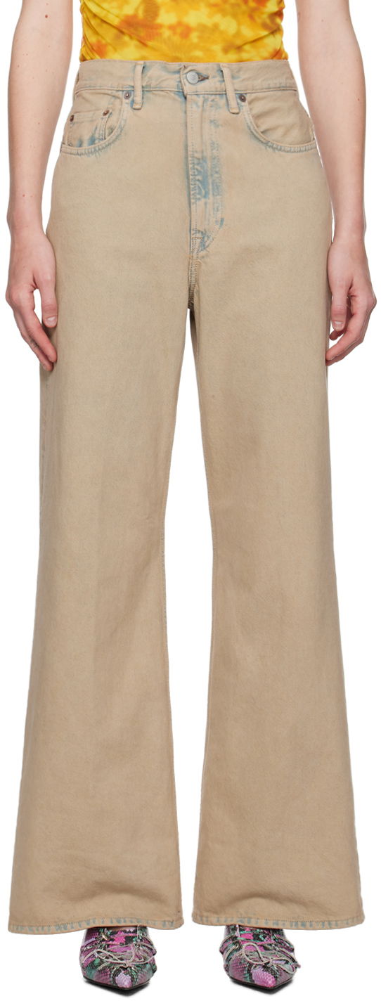 Džínsy Acne Studios Beige Relaxed Fit 2022 Jeans Béžová | A00502-