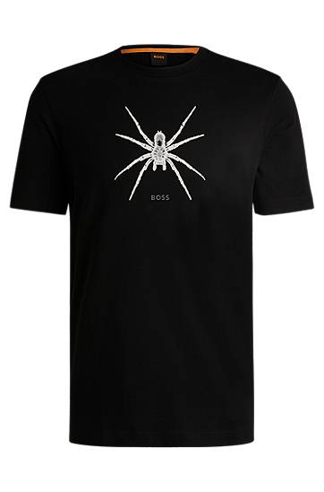 Tričko BOSS BOSS Cotton T-Shirt with Spider Print Čierna | 50534924, 0