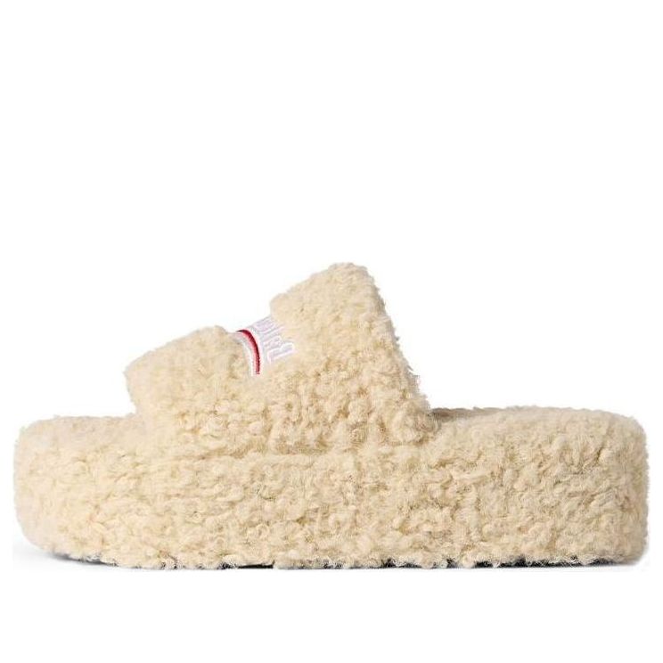 Tenisky a topánky Balenciaga Platform Furry Slides Béžová | 762826W2DO19796