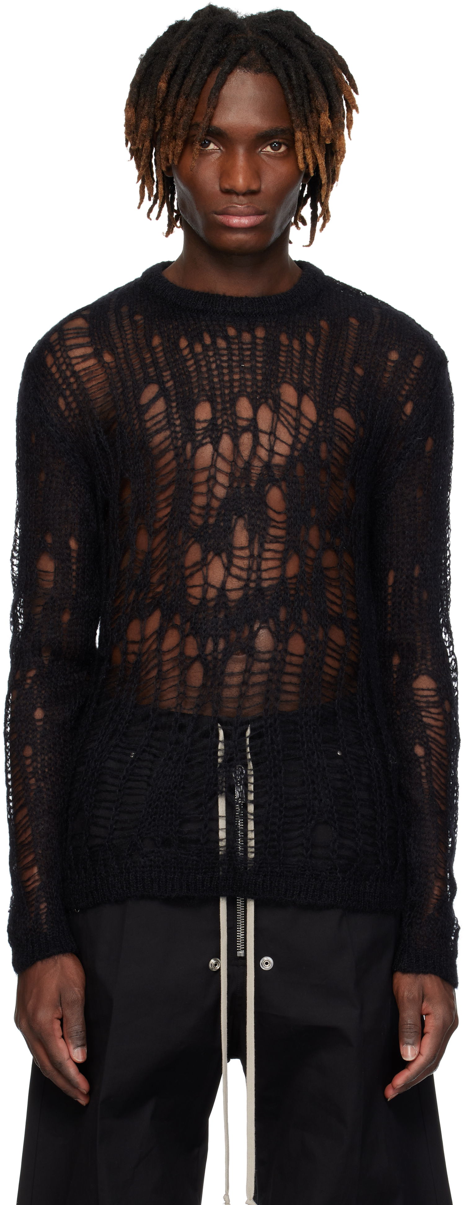 Sveter Rick Owens Rick Owens Hollywood Biker Round Neck Sweater Čierna | RU01E5606 KNETMH, 0