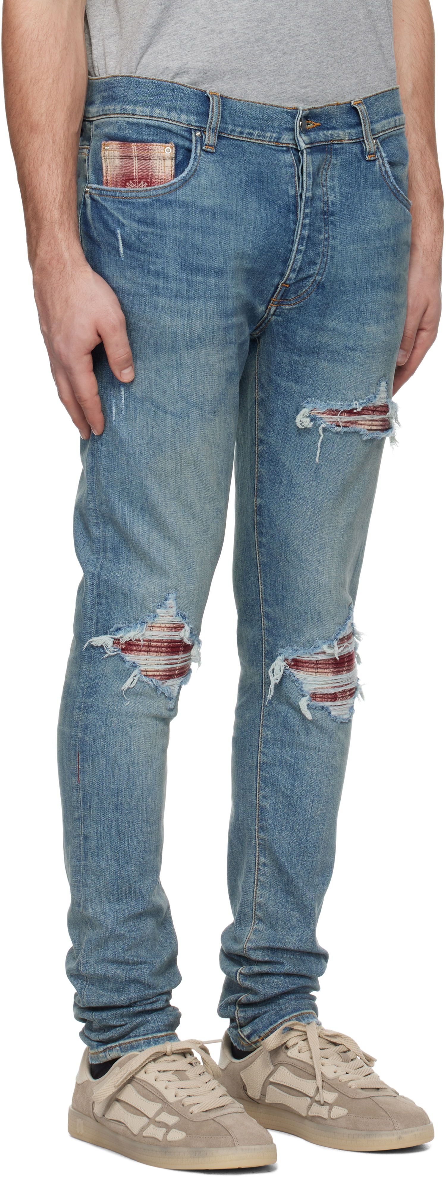 Džínsy AMIRI Quad Plaid MX1 Jeans Modrá | AMDNSY1104, 1