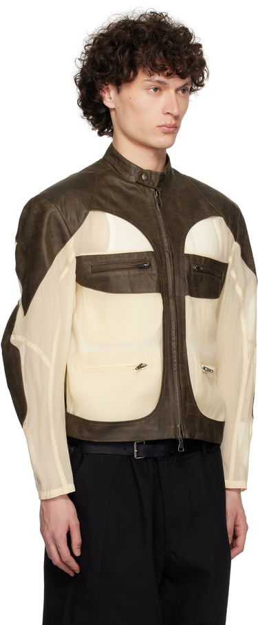 Bunda Andersson Bell Andersson Bell Faux-Leather & Sheer Rider Jacket Hnedá | awa705u, 1