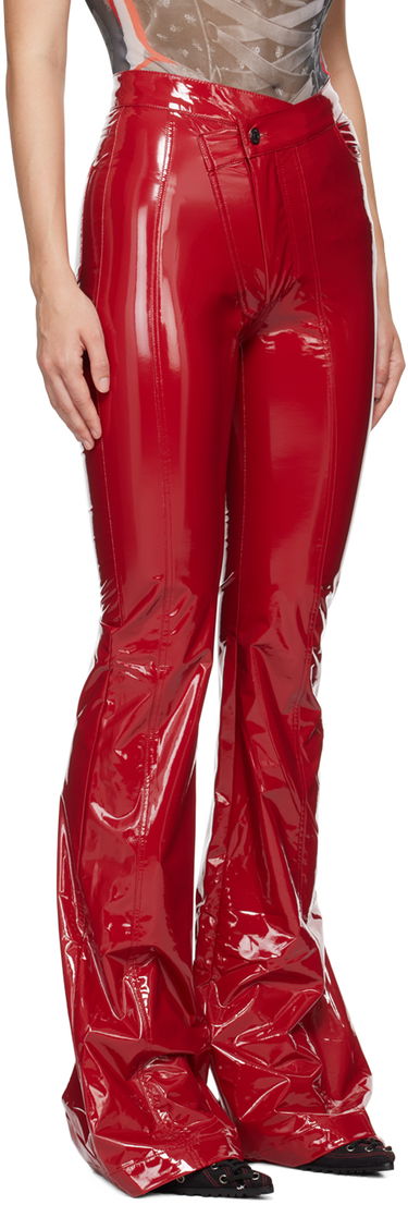 Nohavice Ottolinger Ottolinger Simple Line Faux-Leather Flare Pants Červená | 1110107221, 1