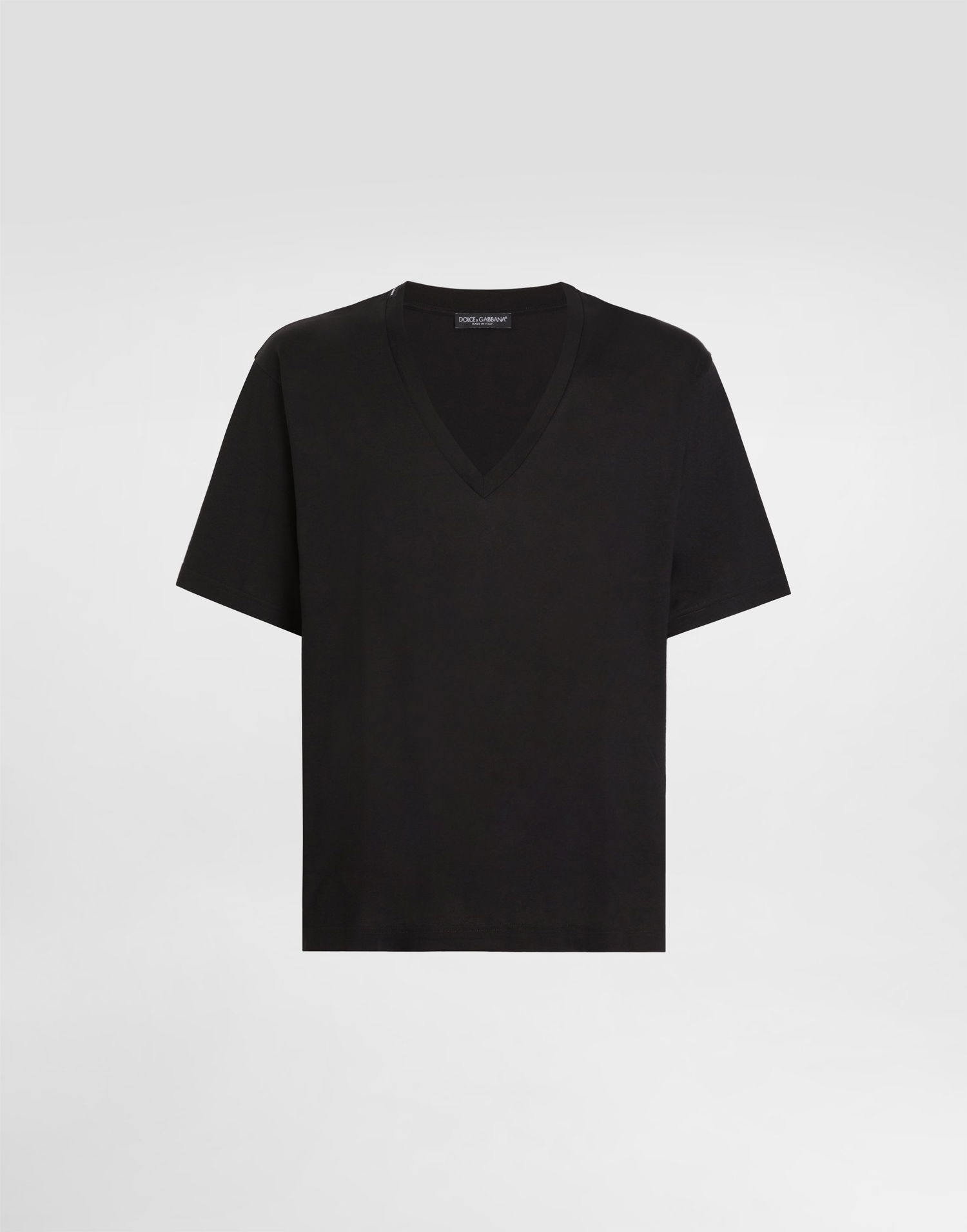 Tričko Dolce & Gabbana Men's Cotton V-neck T-shirt Čierna | G8QL3TFU7EQN0000, 0