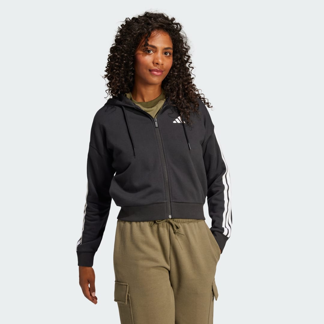 Mikina adidas Performance Cropped Full-Zip Hoodie Čierna | JE0052, 1