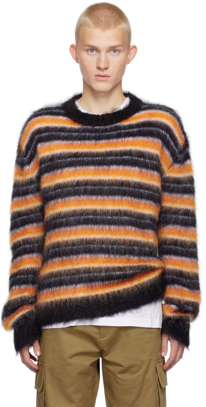 Sveter Marni Striped Fuzzy Sweater Čierna | GCMG0161Q0 UFU174