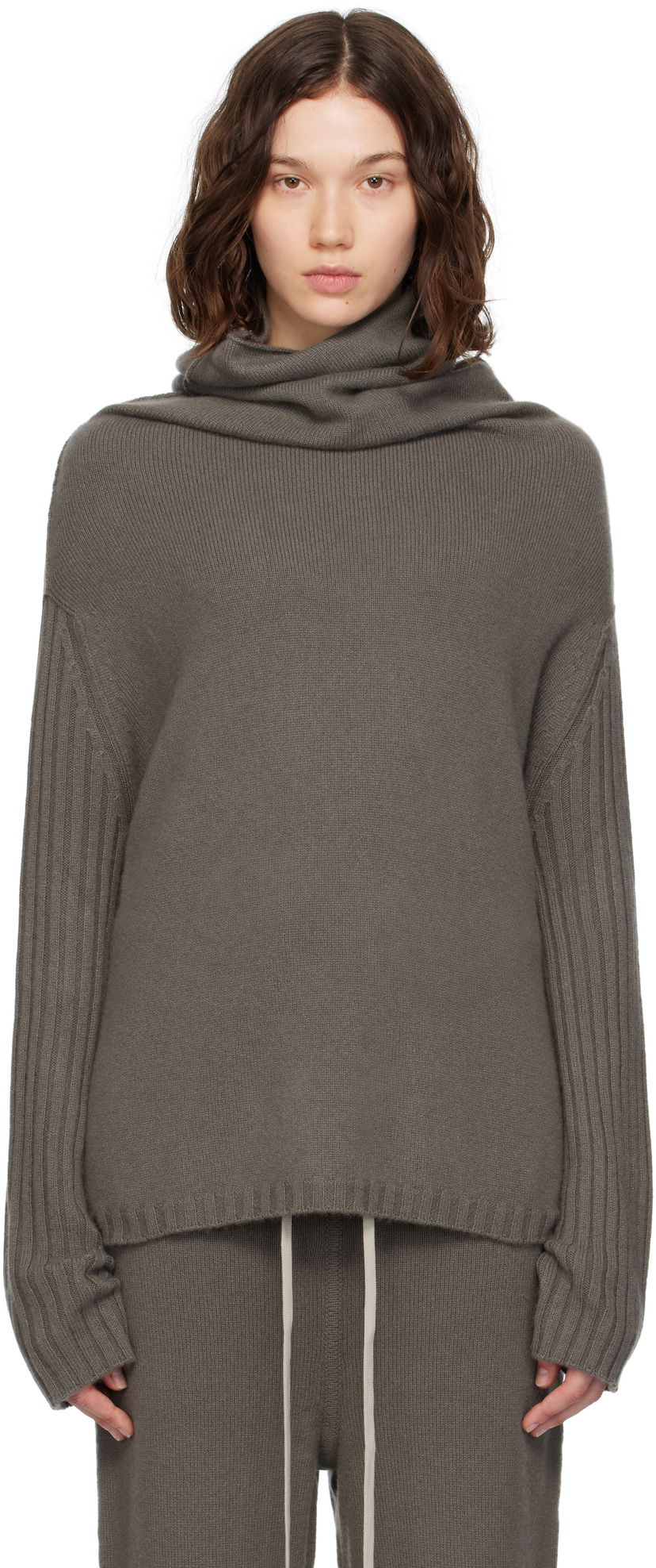 Sveter Rick Owens Rick Owens Concordians Rasato Cashmere Knit Turtleneck Šedá | RP02E4674 KLWS