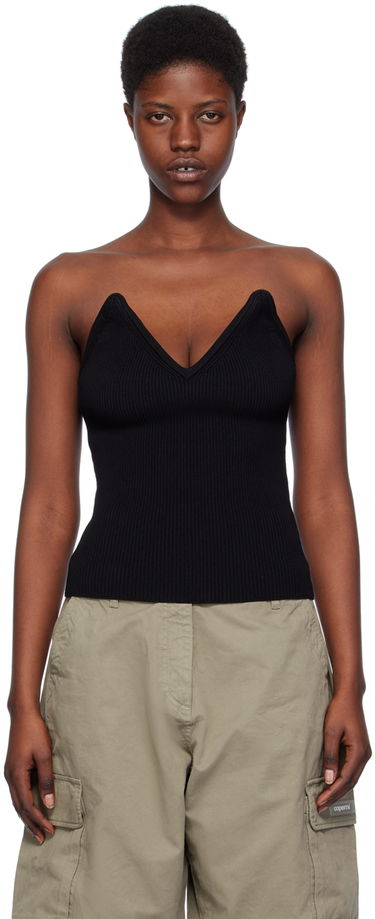 Tielko Coperni Coperni V-Neck Ribbed Knit Camisole Čierna | COPML90852, 0