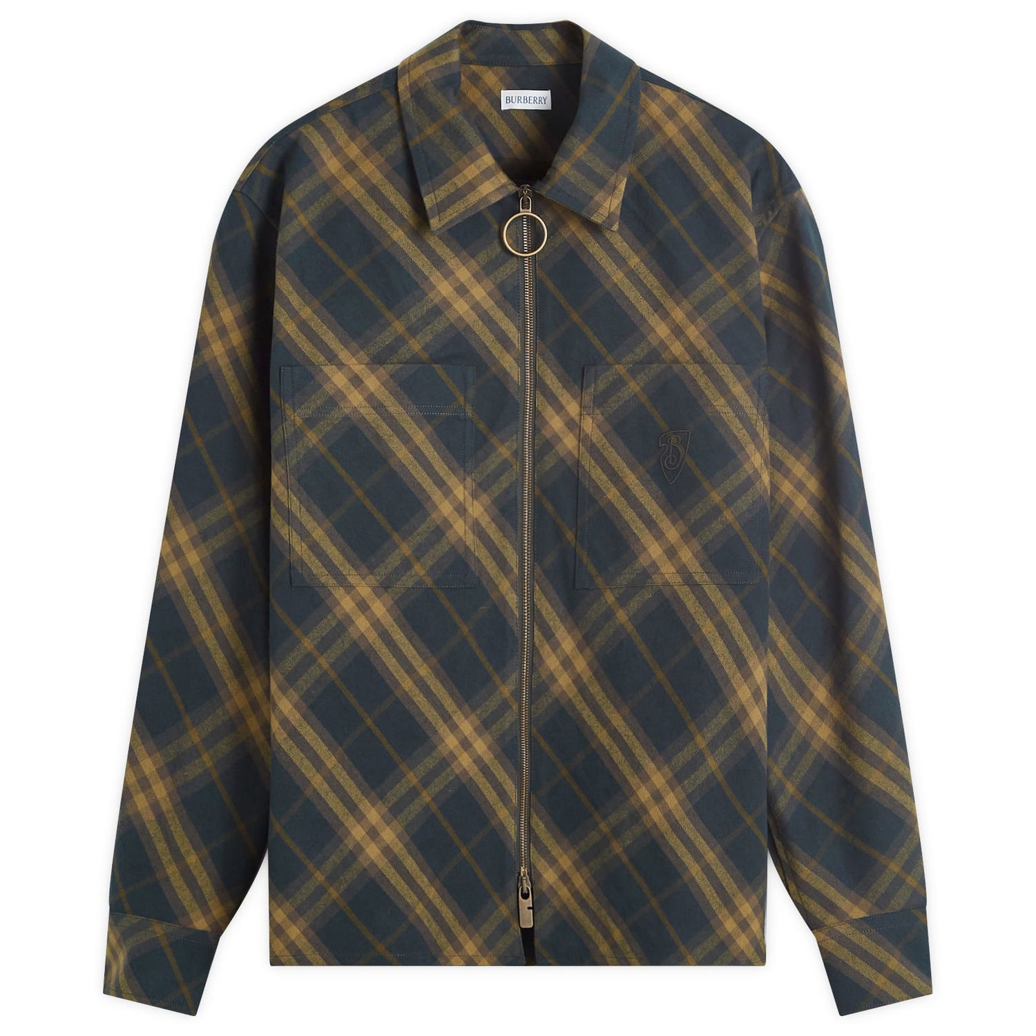 Košeľa Burberry Check Zip Overshirt Zelené | 8098837-C1478, 0