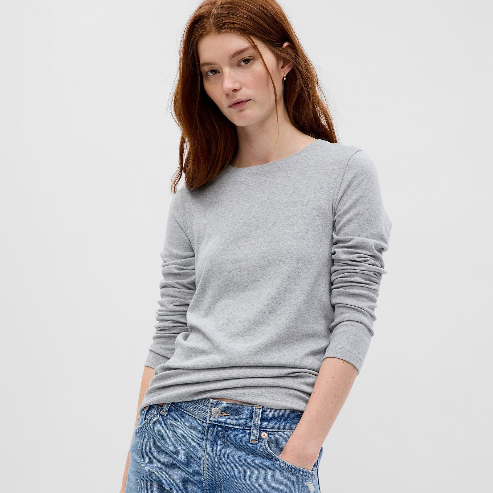 Top Longsleeve Crewneck Modal Top Grey