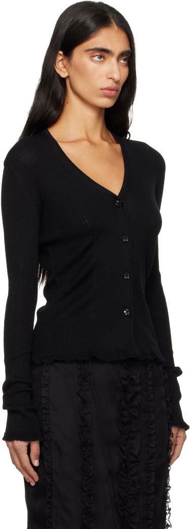 Sveter Cecilie Bahnsen Bessie Ribbed V-Neck Cardigan Čierna | 3.25KNI52001, 1