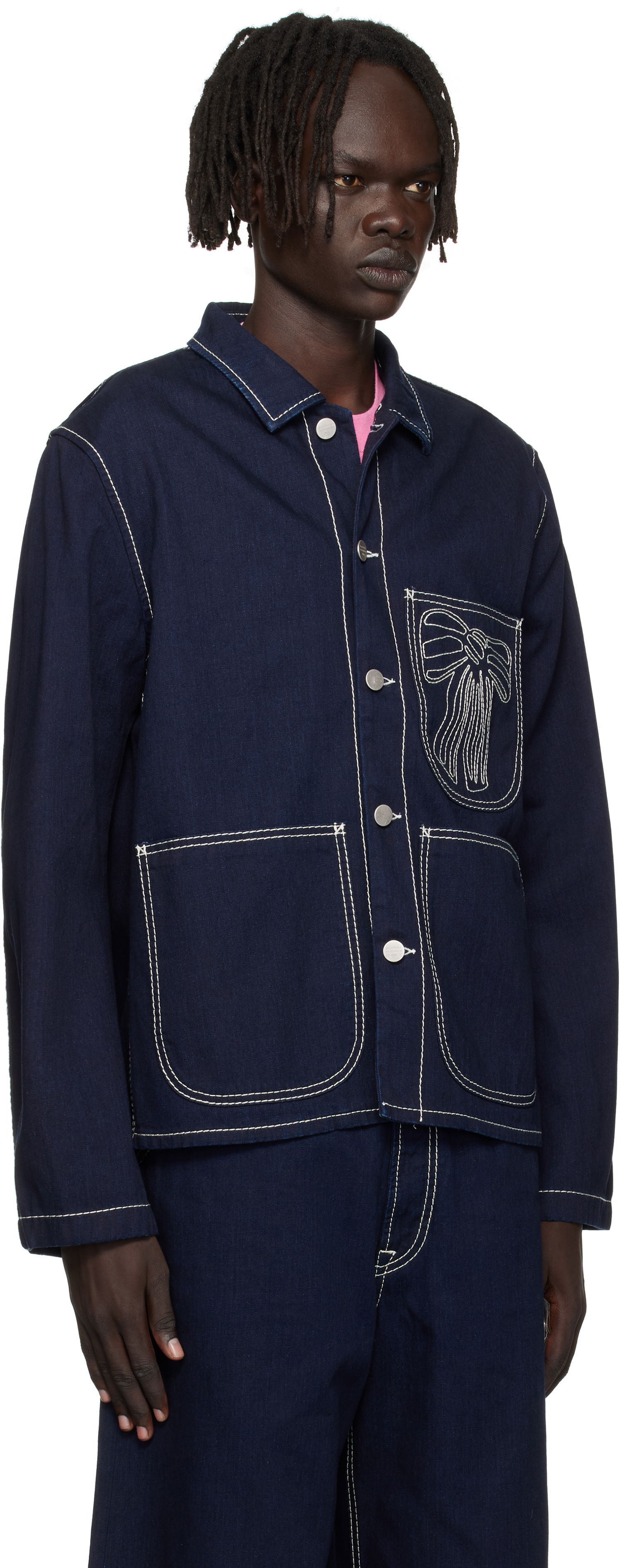 Bunda Acne Studios Acne Studios Embroidered Denim Jacket Navy | C90204-, 1