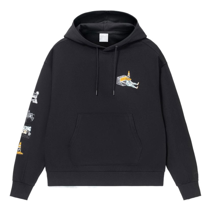 Mikina Li-Ning Skateboard Series Loose Fit Graphic Print Hoodie Čierna | AWDS177-4