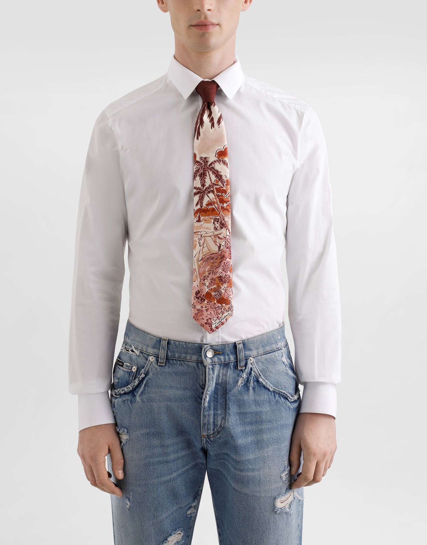 Doplnky Dolce & Gabbana Dolce & Gabbana Pin-up Print Silk Tie Vínová | GT147EG0TJ6HR5RK, 1