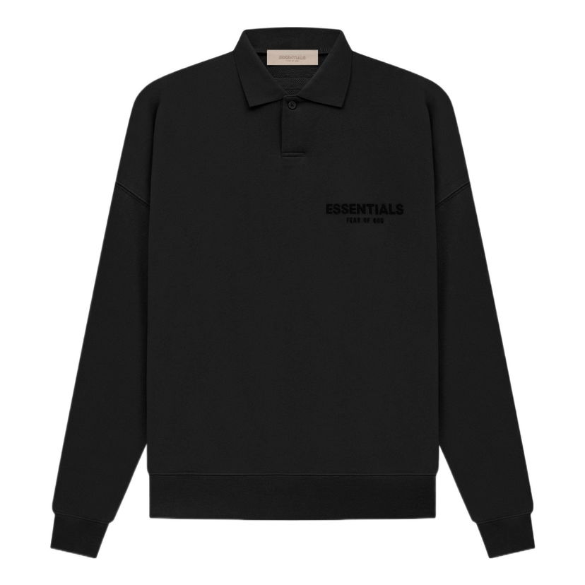 Sveter Fear of God Essentials Long Sleeve Polo Shirt Čierna | FOG-SS22-415