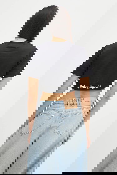 Crop Top Palm Angels Logo Tape Cropped T-shirt Čierna | PWAA067C99JER0011010, 2