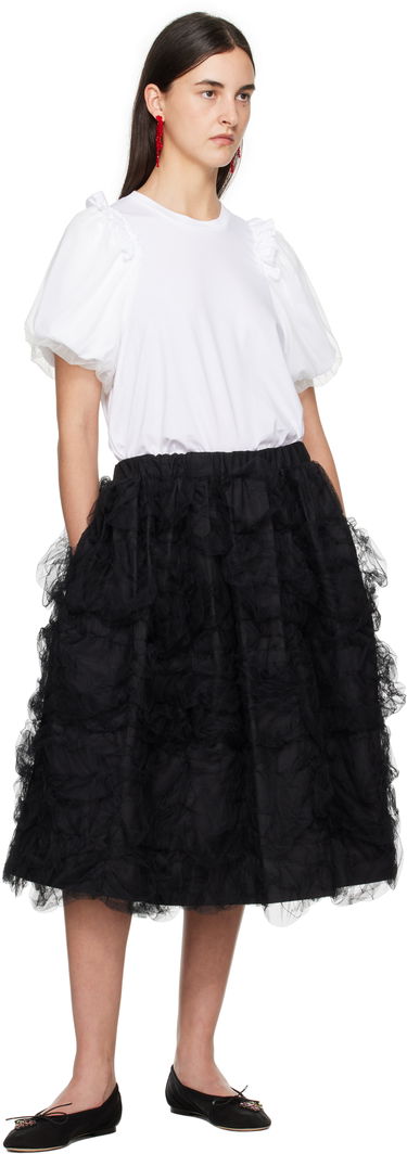Tričko Simone Rocha Simone Rocha Tulle Overlay Puff Sleeve T-Shirt Biela | 5179 0553, 3