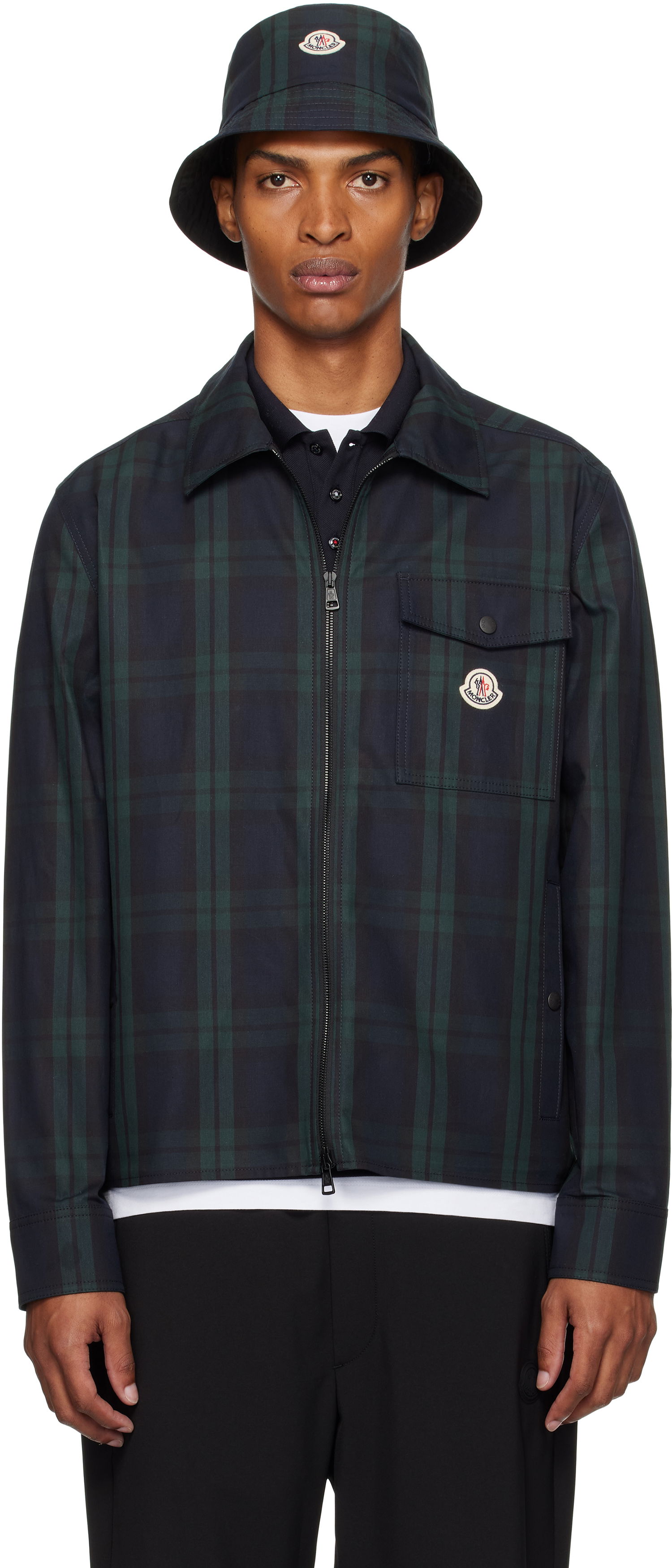 Košeľa Moncler Moncler Checked Cotton Gabardine Overshirt Zelené | K20912F00007M7484, 0