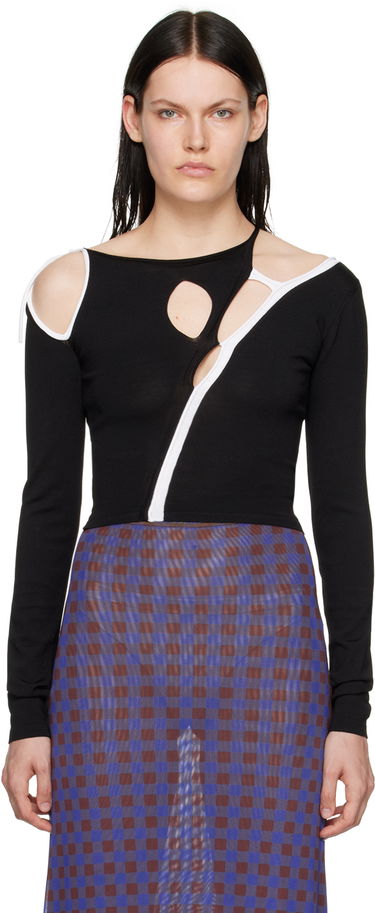 Tričko Ottolinger Ottolinger Strap Cutout Long Sleeve T-Shirt Čierna | 703001, 0