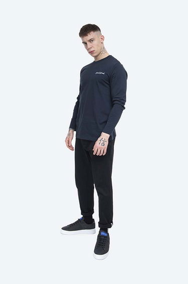 Tričko WOOD WOOD Peter Longsleeve Print T-Shirt Modrá | 12045402.2491, 1