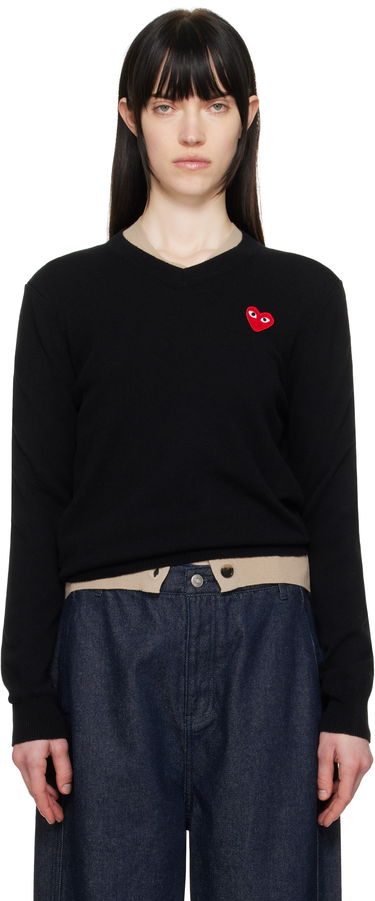 Sveter Comme des Garçons COMME des GARÇONS PLAY Heart V-Neck Sweater Čierna | AX-N002-051, 0