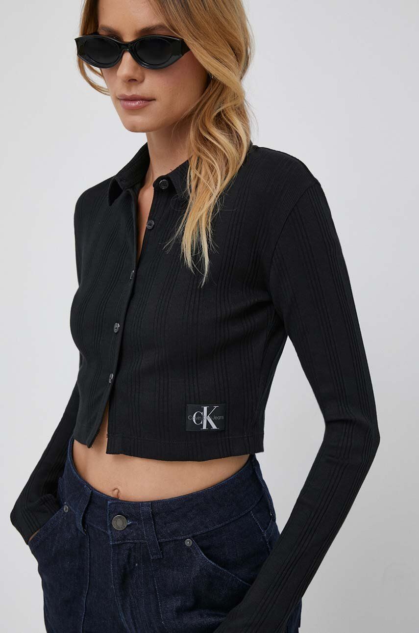 Košeľa CALVIN KLEIN Jeans Badge Elongated Rib Shirt Čierna | J20J221428, 0