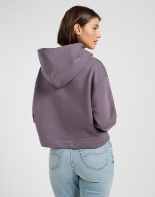 Mikina Lee Relaxed Cropped Hoodie Fialová | 112371338, 0