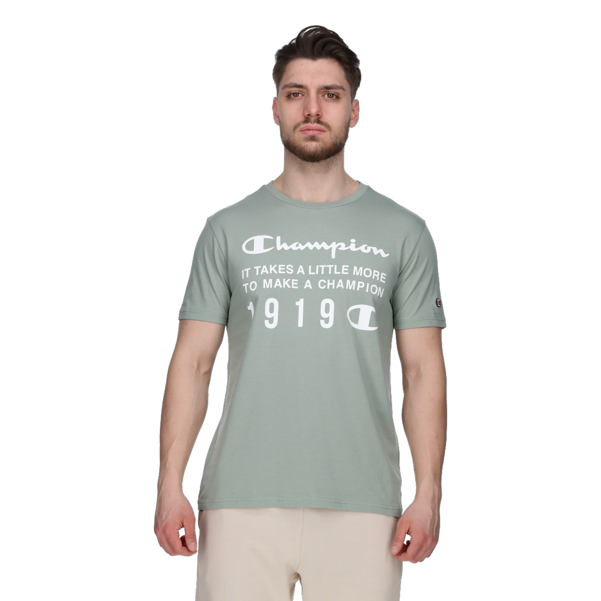 Tričko Champion IT TAKES A LITTLE MORE TO MAKE A CHAMPION 1919 Crewneck T-Shirt Zelené | 221508-GS517, 0
