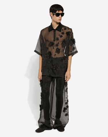 Nohavice Dolce & Gabbana Dolce & Gabbana Floral Appliqué Organza Wide-Leg Pants Čierna | GP05XZFU1IDN0000, 1