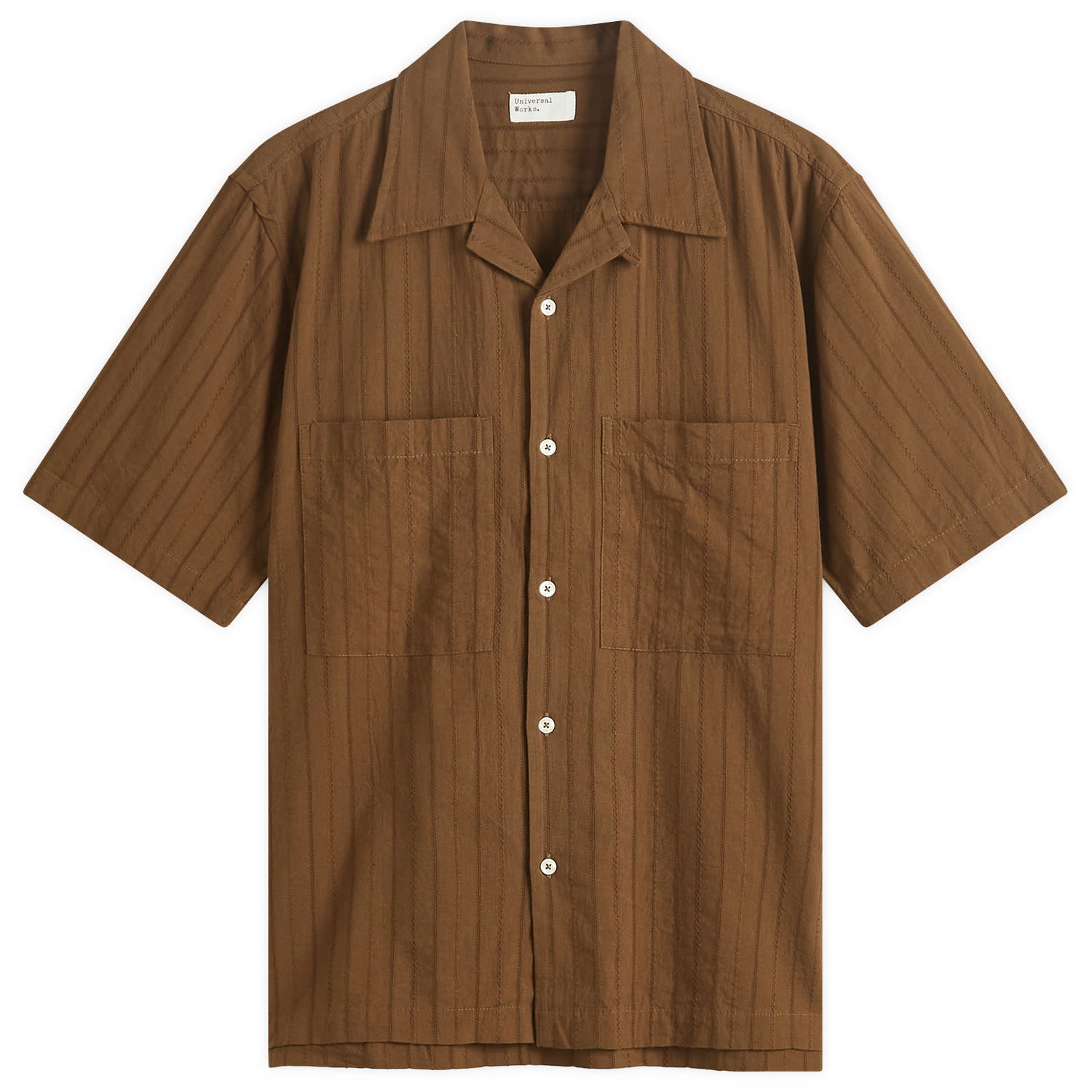 Košeľa Universal Works Dobby Self Stripe Camper Shirt, Size Large Hnedá | P32033-BRN, 0