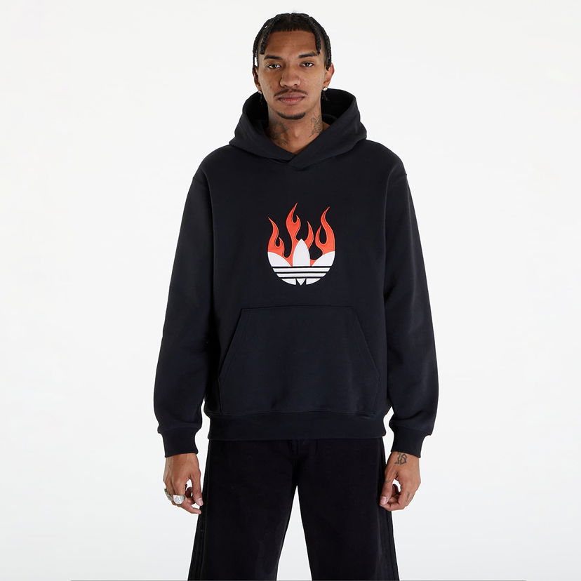 Mikina adidas Originals Flames Logo Hoodie Black Čierna | IS0208