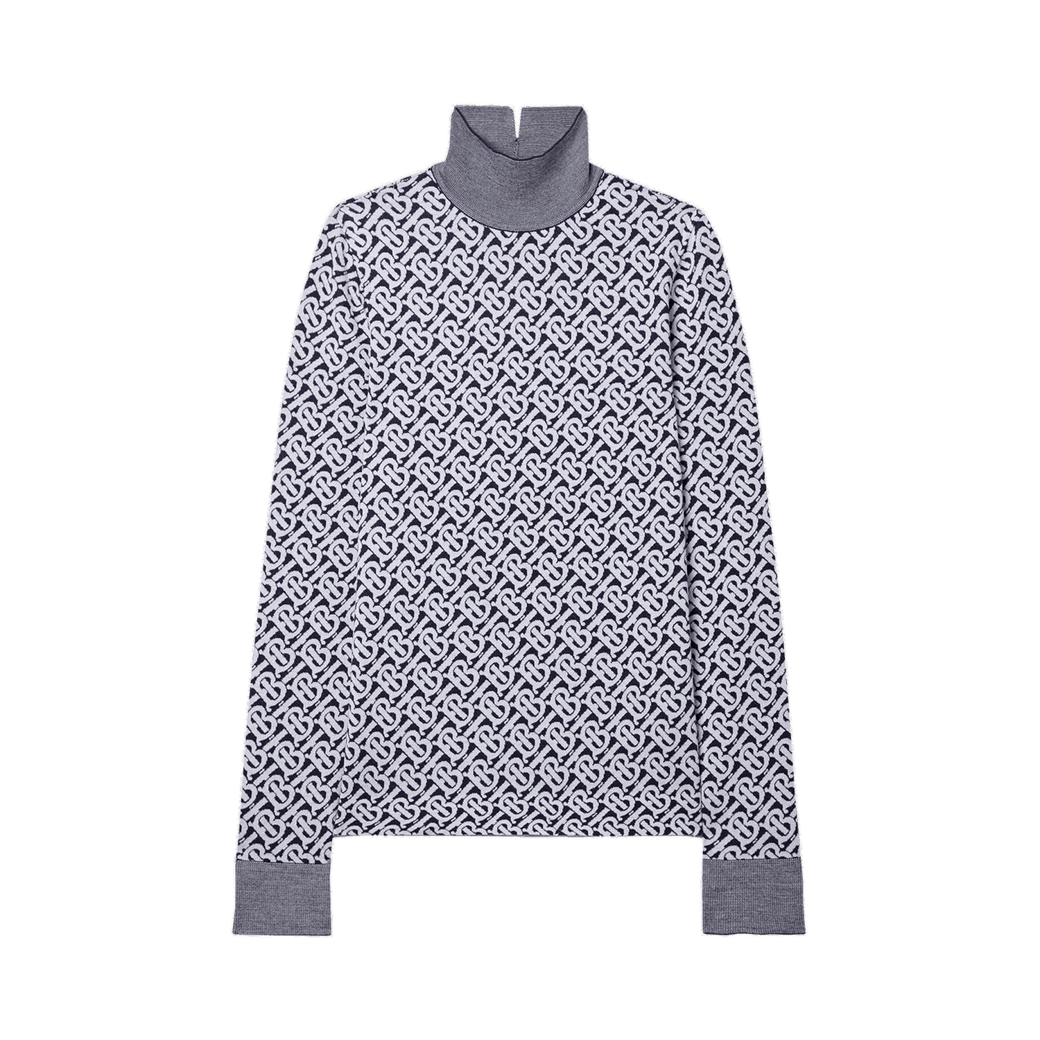Sveter Burberry Monogram Wool Jacquard Turtleneck Sweater Modrá | 8058403, 0